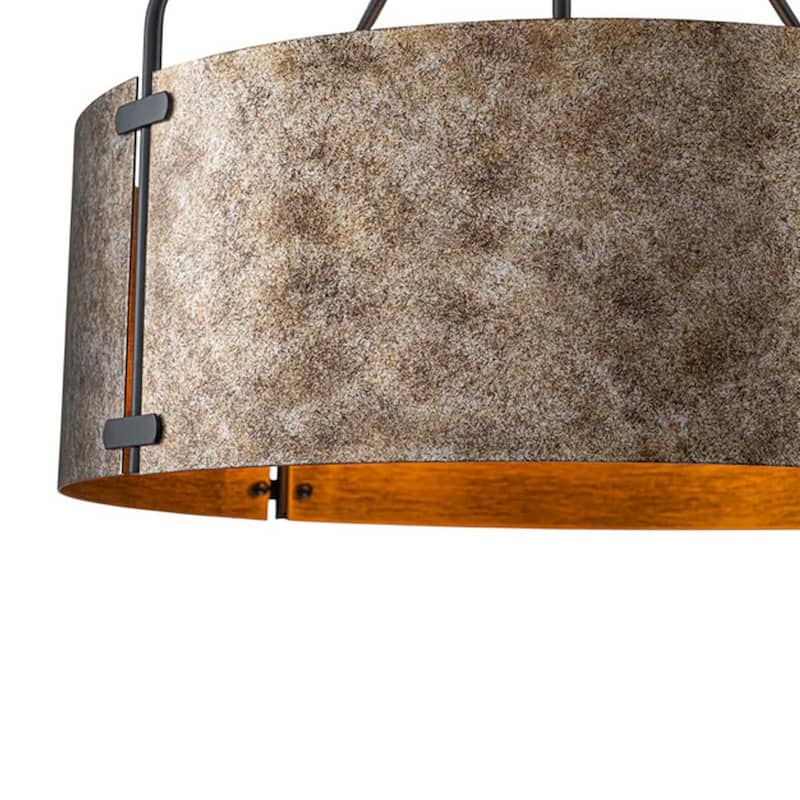 4-Light Modern Industrial Drum Pendant Light with Bronze Finish - W22.05"