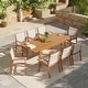 preview thumbnail 2 of 14, 9-Piece Extendable Patio Dining Set with Acacia Wood Table & 6 Breathable Mesh Chairs, Outdoor Furniture Set White