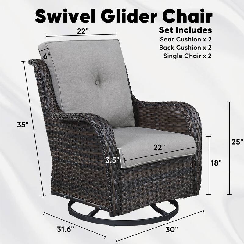 Outside Glider Chair with Cushion Brown-Grey - Brown