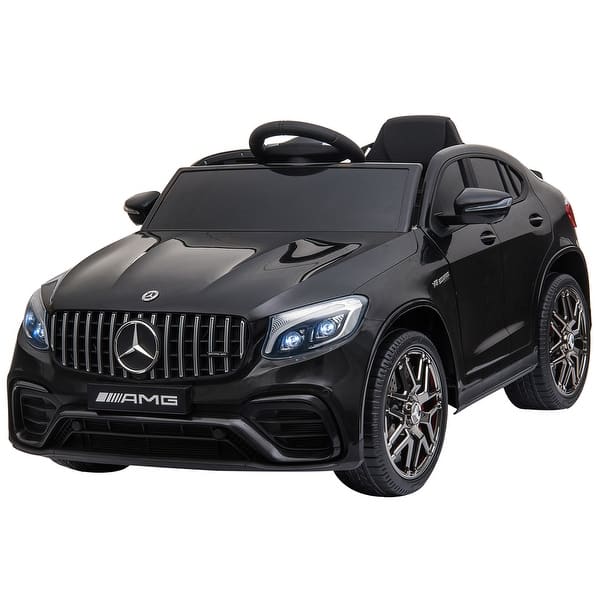 slide 2 of 7, 12V Mercedes Benz AMG GLC63S Coupe Kids Electric Ride-On Car with Remote Control, Music, Safety Belt, and Working Lights Black