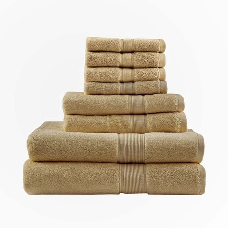 Cotton 8 Piece Antimicrobial Towel Set,Beige