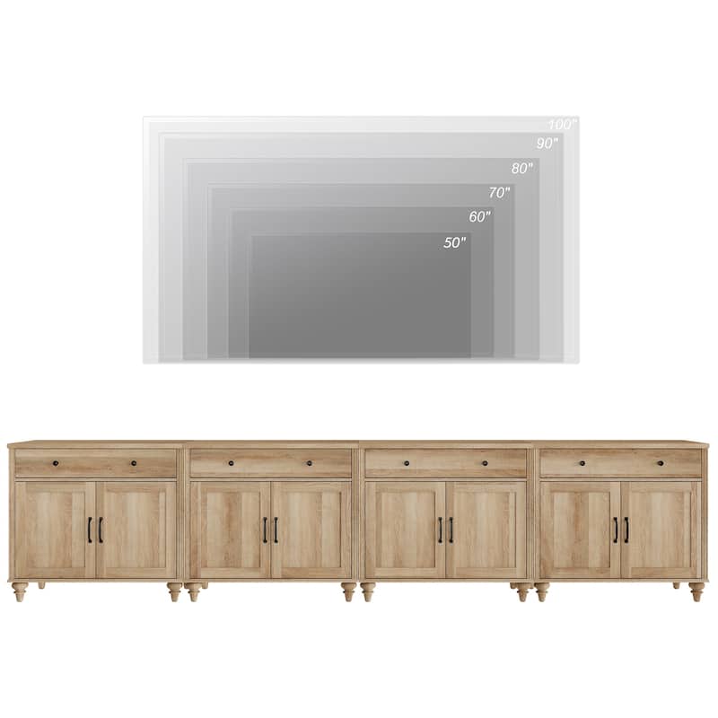 Farmhouse TV Stand for 75 inch TV, TV Console with Storage