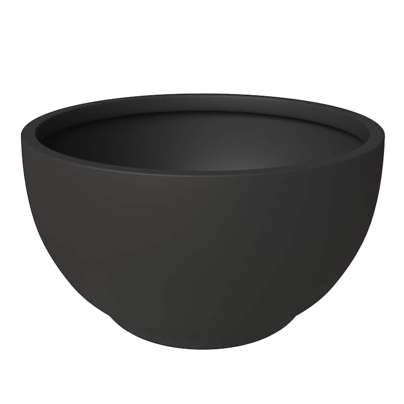 Grove Modern Round Fiberstone and MgO Clay Plant Pot with Drainage Holes for Indoor & Outdoor Home Office Yard Patio Decor