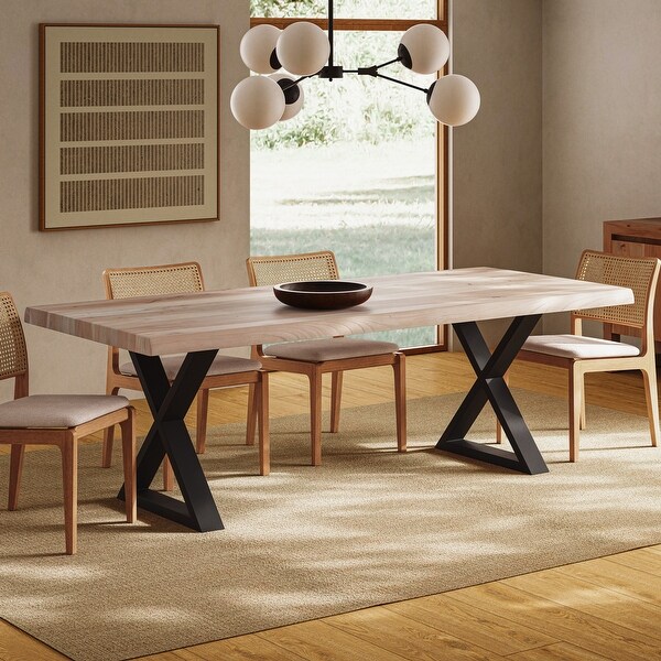 Urbia Brooks Solid Acacia Dining Table - X Base - Bed Bath