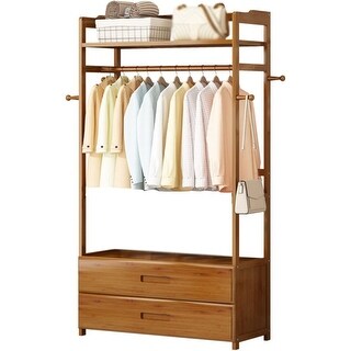 木製ラック・ウッドラック Wooden Brass Hanger Rack part 1 Coat Rack Retro Solid Wood Garment Rack, Freestanding Clothing
