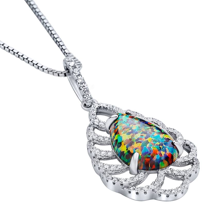2.75 ct Black Opal Pendant in Sterling Silver