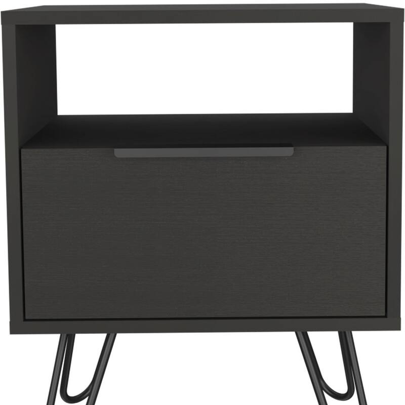 HomeRoots 22" Black Wood One Drawer Nightstand