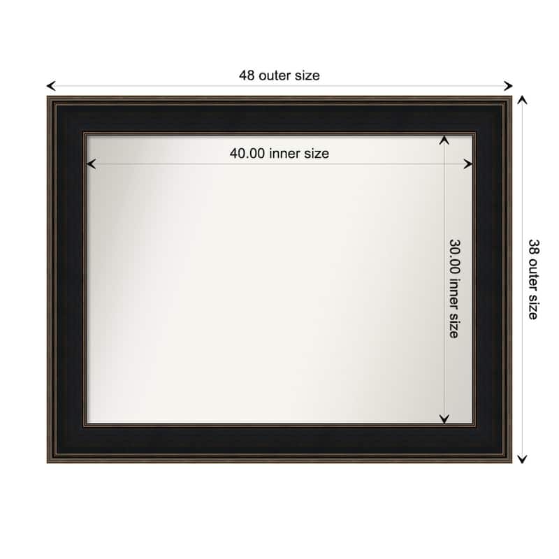 Mezzanine Espresso Framed Non-Beveled Custom Wall Mirror, Bathroom Vanity Mirror - Outer Size: 47.75 x 37.75