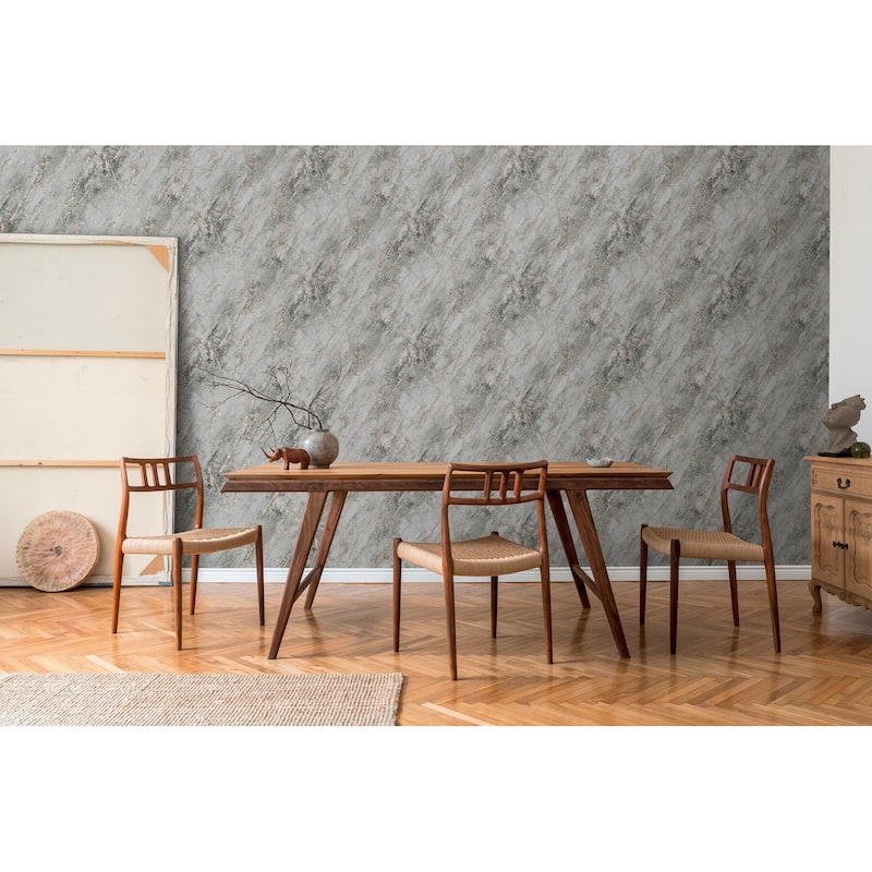 Galerie Wallcoverings Bricks and More Collection Metallic Marble Motif Metallic Finish Vinyl on Non-woven Wallpaper Roll