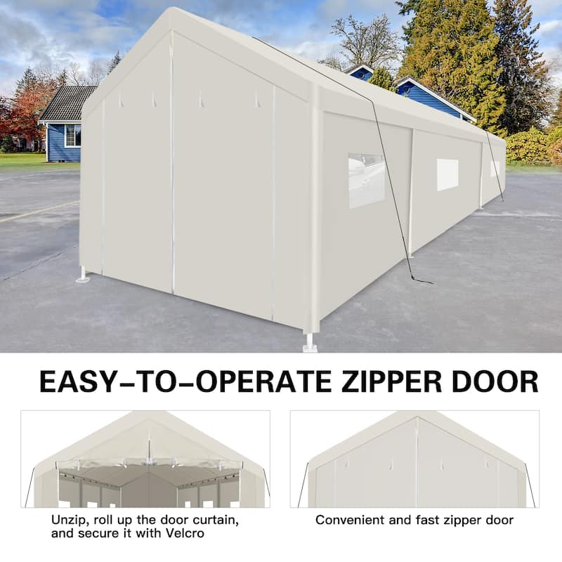10X30 FT Carport, Heavy Duty Portable Carport Garage Tent for Outdoor Storage Shelter with Window