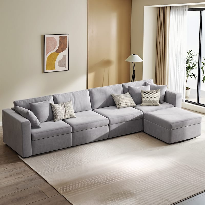 Pocassy Cloud Sectional Couch Upholstered Velvet Couches