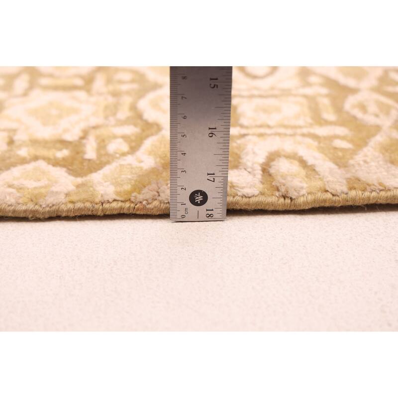 ECARPETGALLERY Hand-knotted Heritage Dark Gold Silk, Wool Rug - 7'6 x 9'7