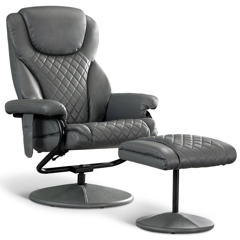 MCombo Faux Leather Swivel Massage Recliner with ottoman