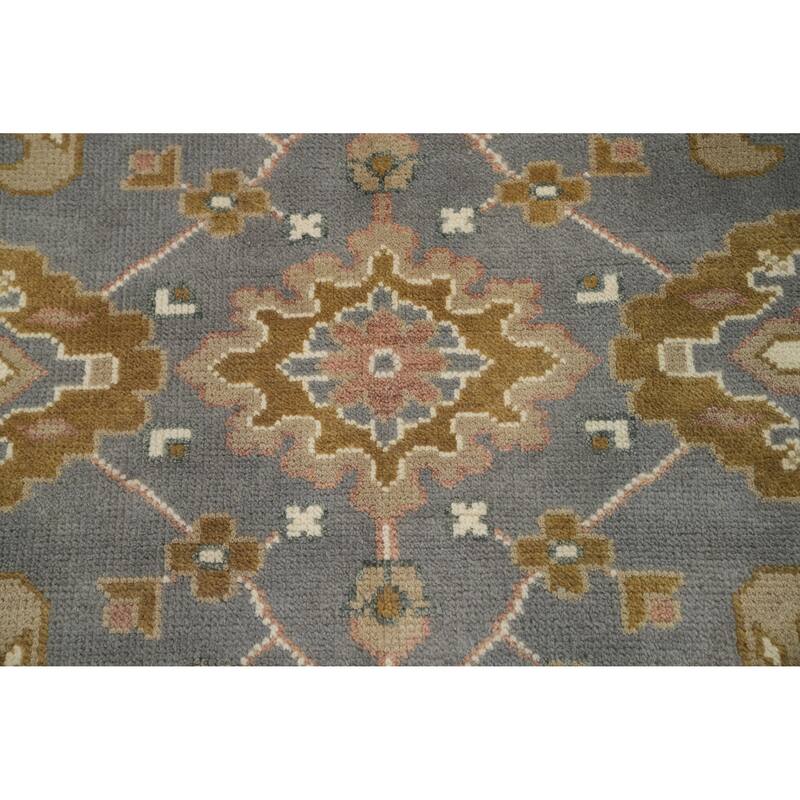 Handmade Wool Oushak Indian Area Rug Hand-knotted Geometric Carpet - 11' 11'' X 9' 1''