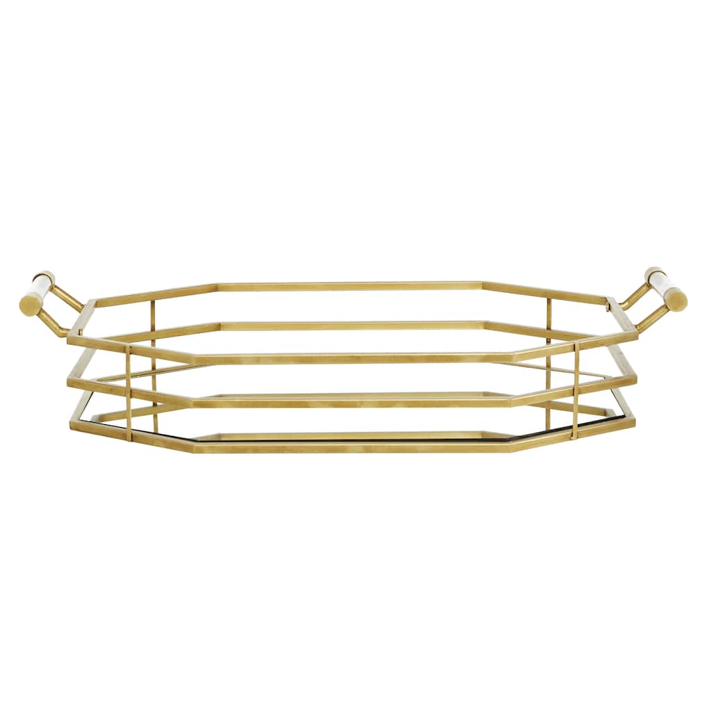 Metal Mirrored Tray - Gold - CosmoLiving by Cosmopolitan - 16"W x 27"L x 6"H