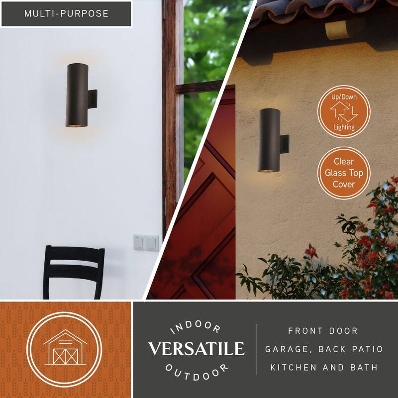 Chiasso Aluminum 2-Light Cylinder Outdoor Wall Lantern