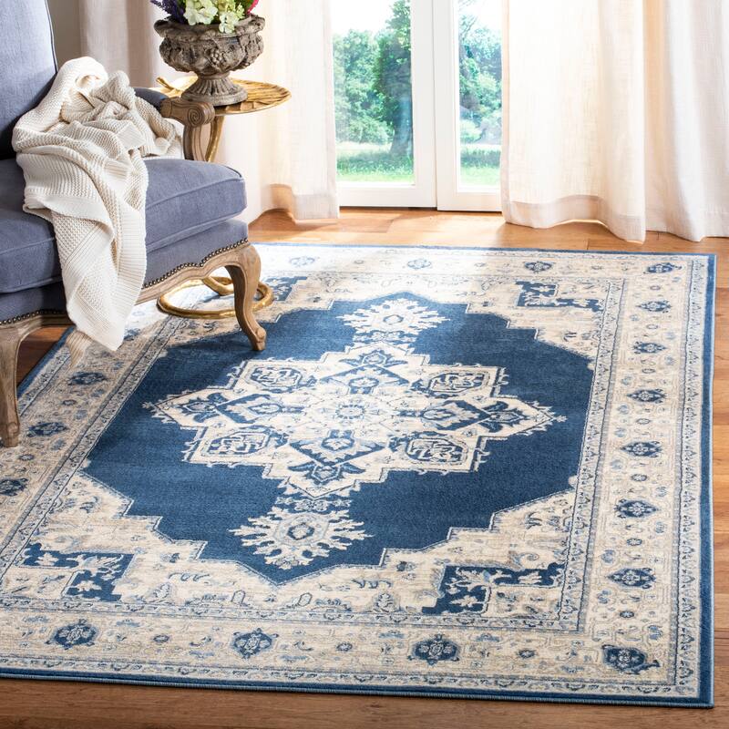 SAFAVIEH Brentwood Clara Traditional Oriental Medallion Rug - 3' x 5' - Navy/Cream