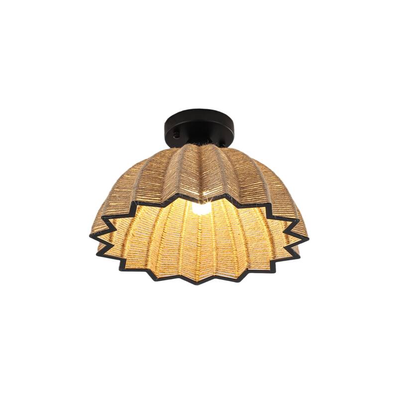 Industrial Rustic 1 - Light E26 Semi - Flush Mount Ceiling Light, 14.2" Dia Metal Frame - Matte Black