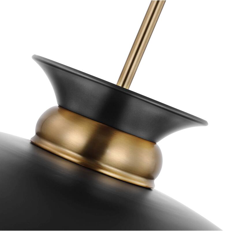 Perkins 1 Light Small Pendant Matte Black with Burnished Brass