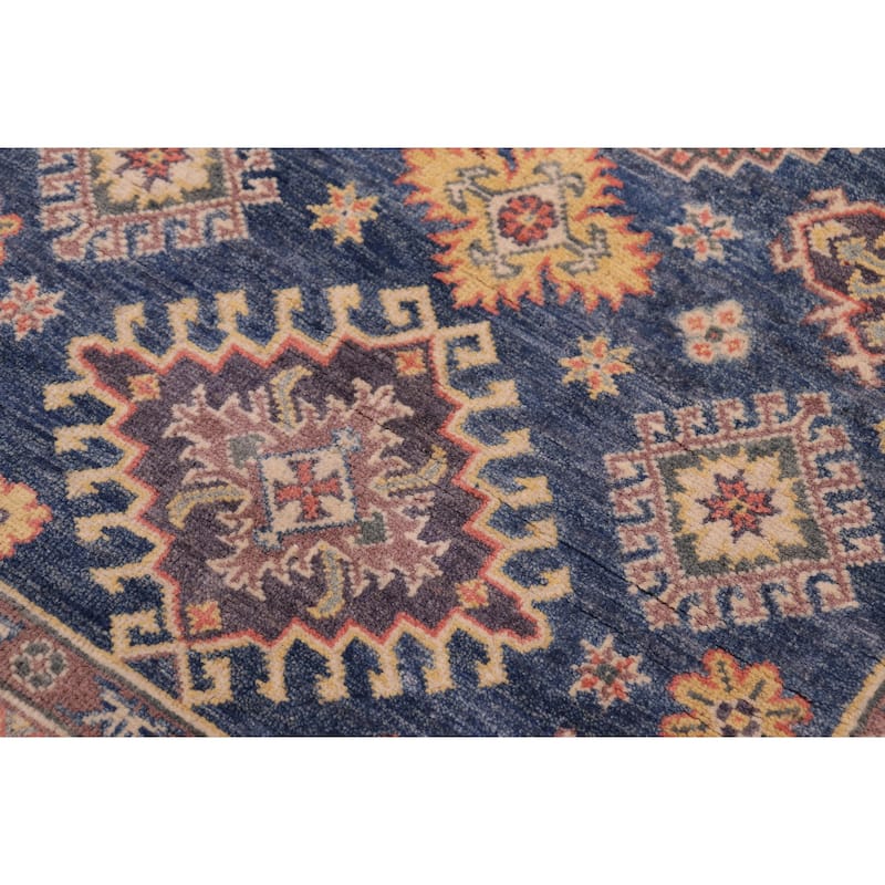Tribal Kazak Cael Blue/Beige Wool Rug - 4'0'' x 5'7''