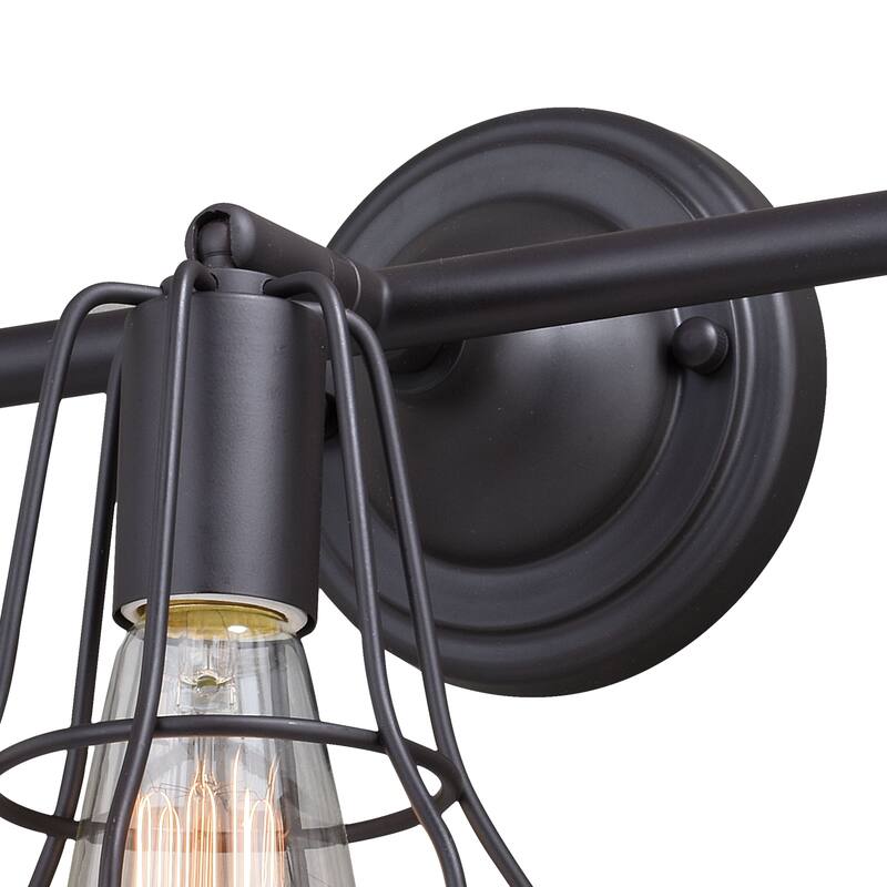 Clybourn 3 Light Bronze Adjustable Wire Cage Bathroom Vanity Fixture - 23-in W x 9.75-in H x 8.25-in D