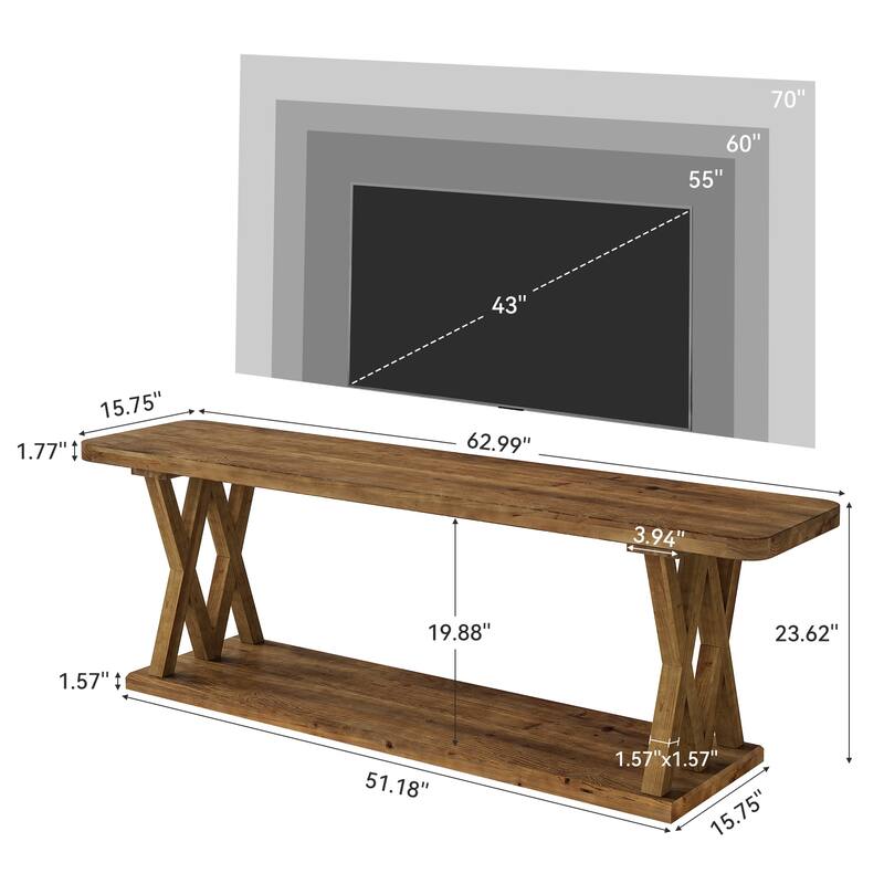 63" TV Stand for TVs Up to 75 Inches, Low Media Console Television Stands