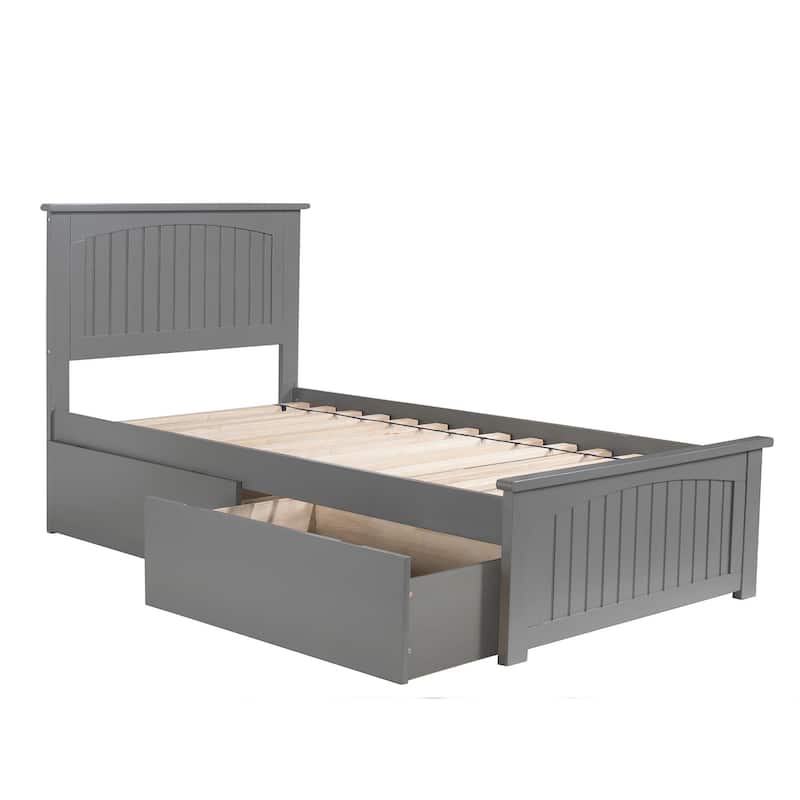 Platform Bed with Drawers - Grey French Flair Bed Frame & Footboard - Modern Bedroom Furniture