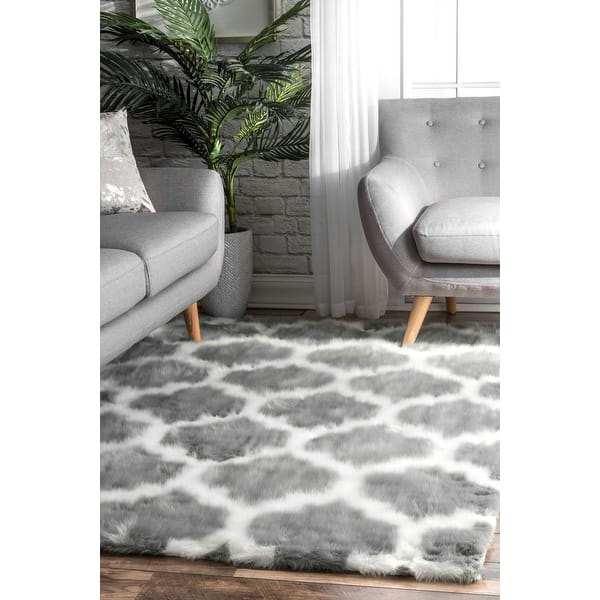 slide 2 of 33, Nuloom Faux Sheepskin Shaunna Area Rug 3' x 5' - Grey