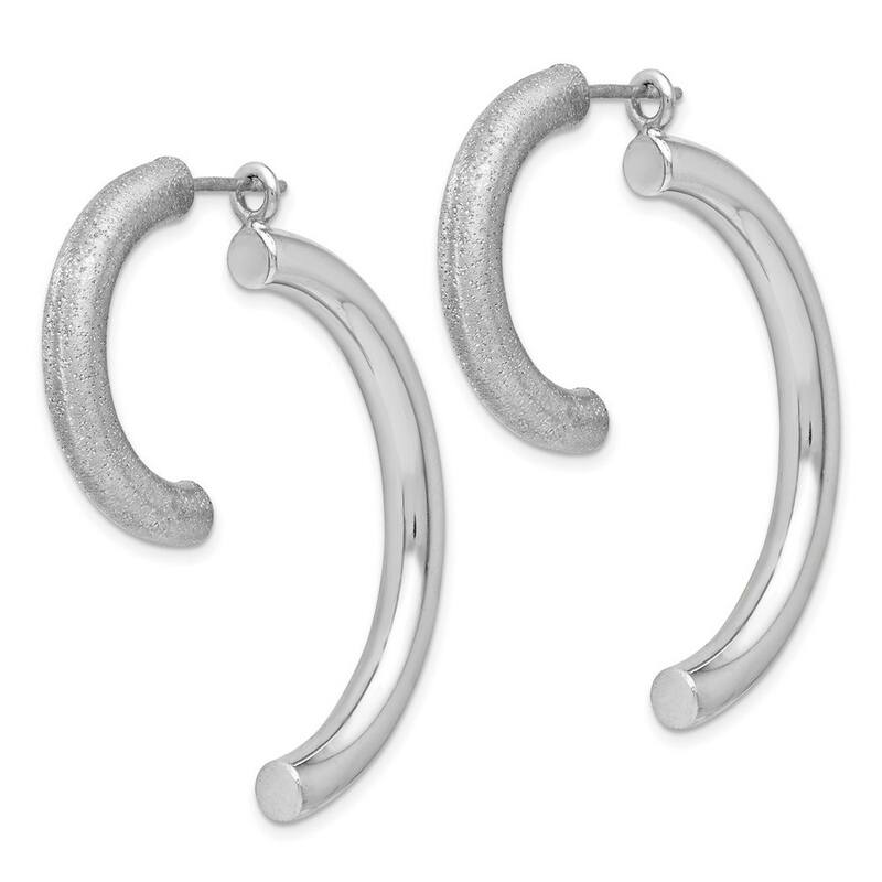 Curata 925 Sterling Silver 39x31.5mm Polished Sparkle Cut Removable Front Back Earrings