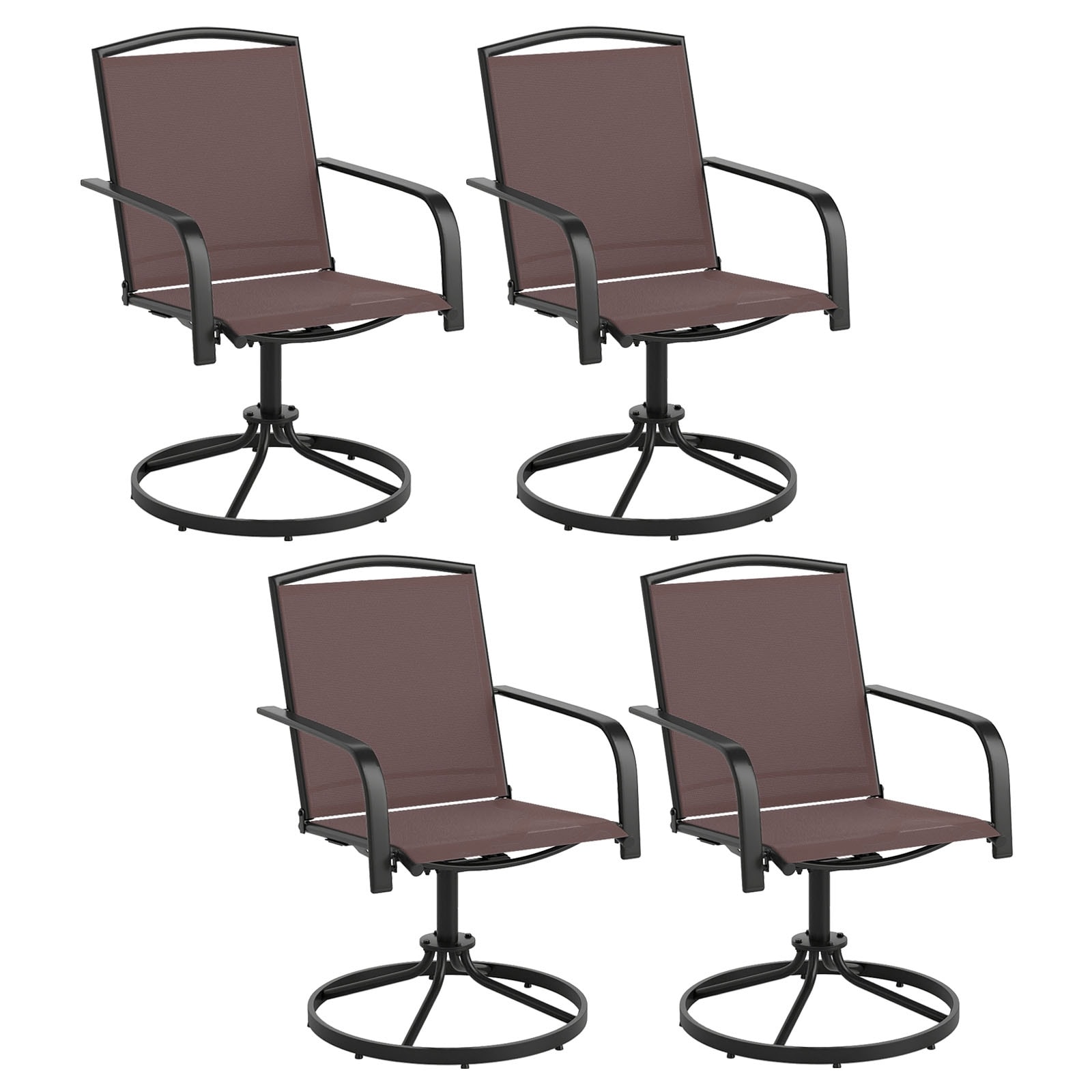 Gymax Patio Swivel Chairs Set of 4 w/ High Back & Round Metal Base for