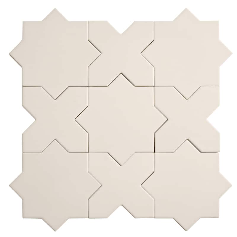 Seville 7" Star with 5" Cross Matte Porcelain Wall and Floor Tile (10.62 sq ft/case) - 68 Pack - Light Gray