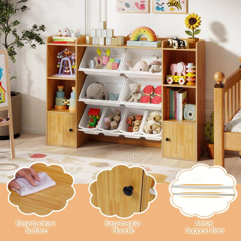 Costway Kids Toy Storage and Bookshelf with 8 Boxes Open Shelves & 2 - See Details