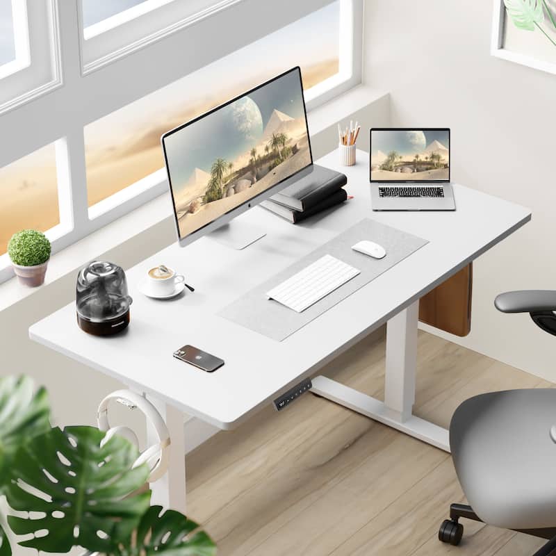 Electric Standing Desk - Adjustable Height Computer Workstation with Memory Settings for Home Office, Gaming & Study