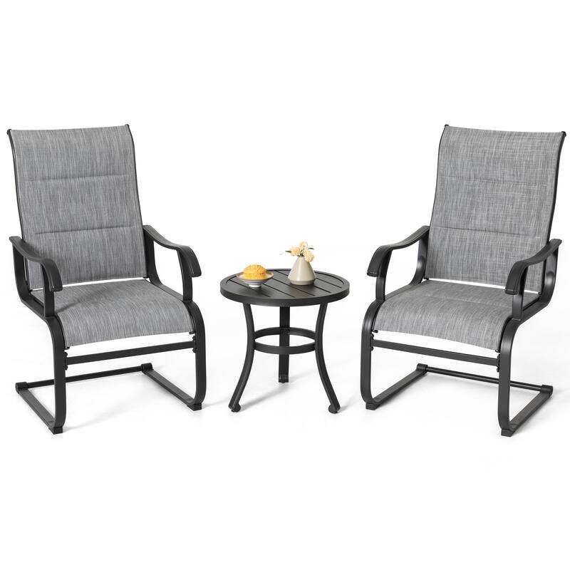 3-Piece Outdoor Bistro Set, Breathable Textilene, Durable Iron Frame