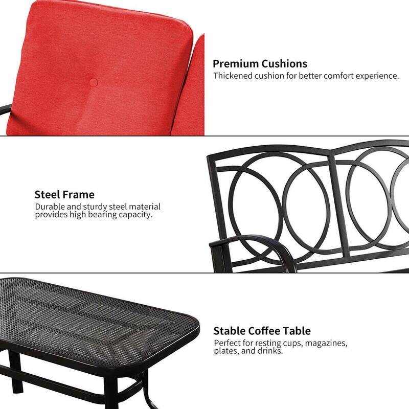 Gymax 2PCS Patio Loveseat & Table Set Cushioned Outdoor Furniture Set - See Details