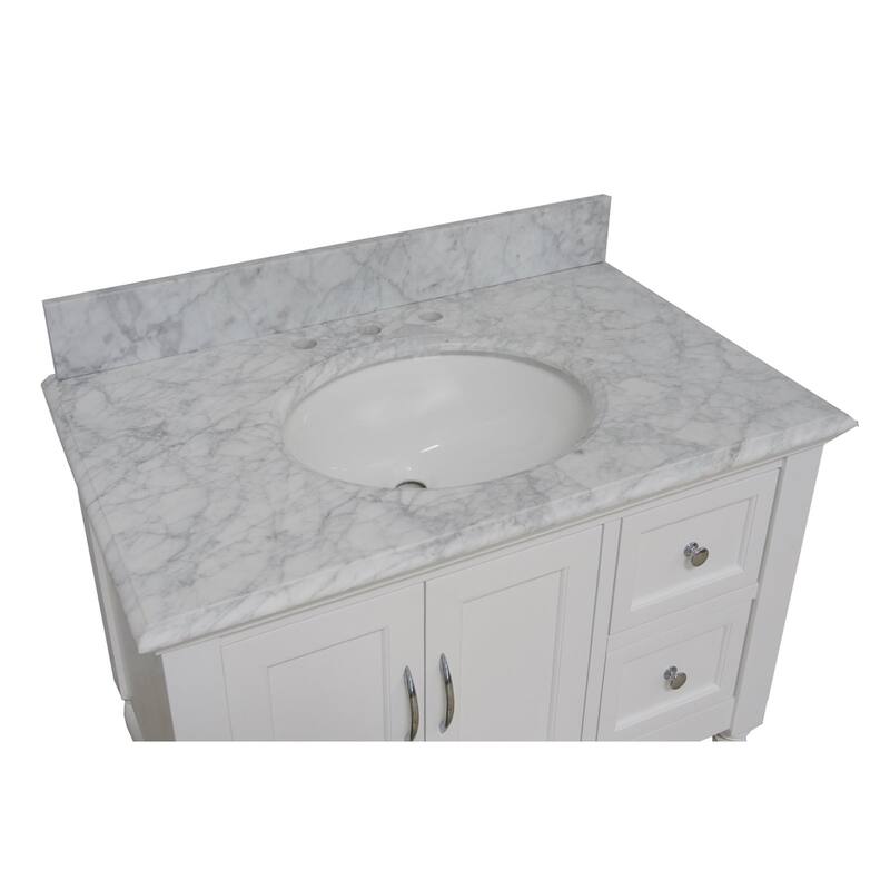 KitchenBathCollection Beverly 36" BathroomVanity w/ Carrara Marble Top