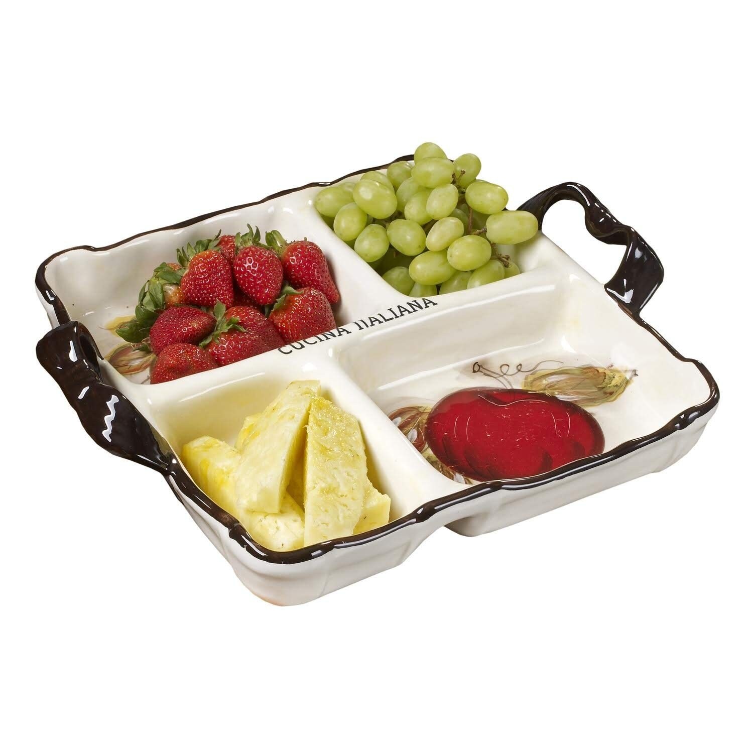 Shop Cucina Italiana Ceramic Divided Serving Platter Appetizer Dish 4 Section 15 X 15 Inches White 15x 15 X 3 Inches Overstock 23122571