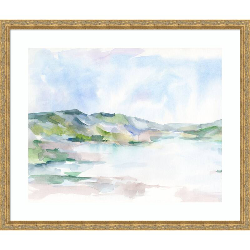 Pastel Seaside No. 1 by Ethan Harper Wood Framed Wall Art Print - Mila Dark Gold
