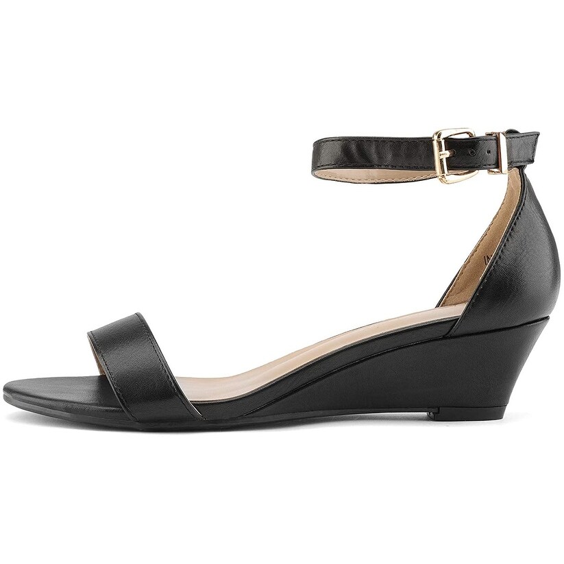 black wedge with ankle strap