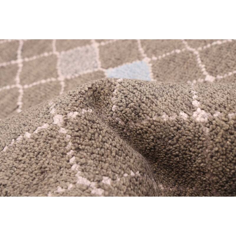 ECARPETGALLERY Hand-knotted Tangier Grey Viscose, Wool Rug - 5'3 x 7'6