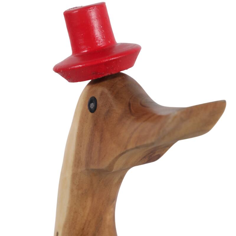 Decorative Wooden Duck Figurine Sculpture - 16.0"