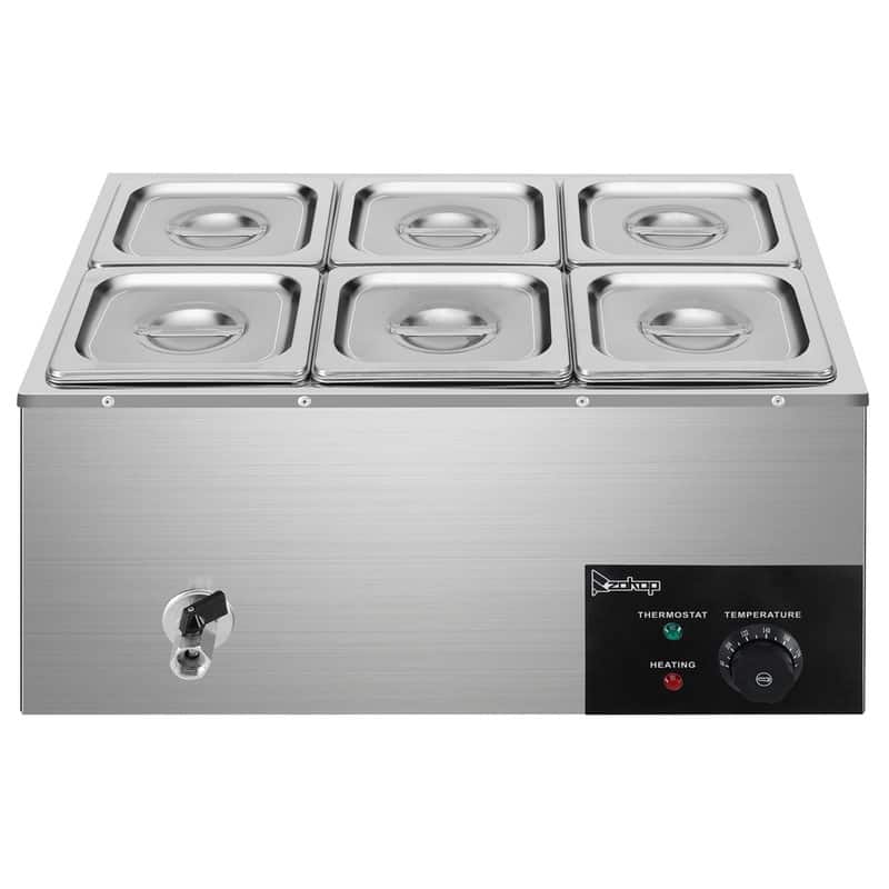 ZOKOP 1200W 19Qt Stainless Steel Small Six Plates Heating Food Warmer - Stainless Steel