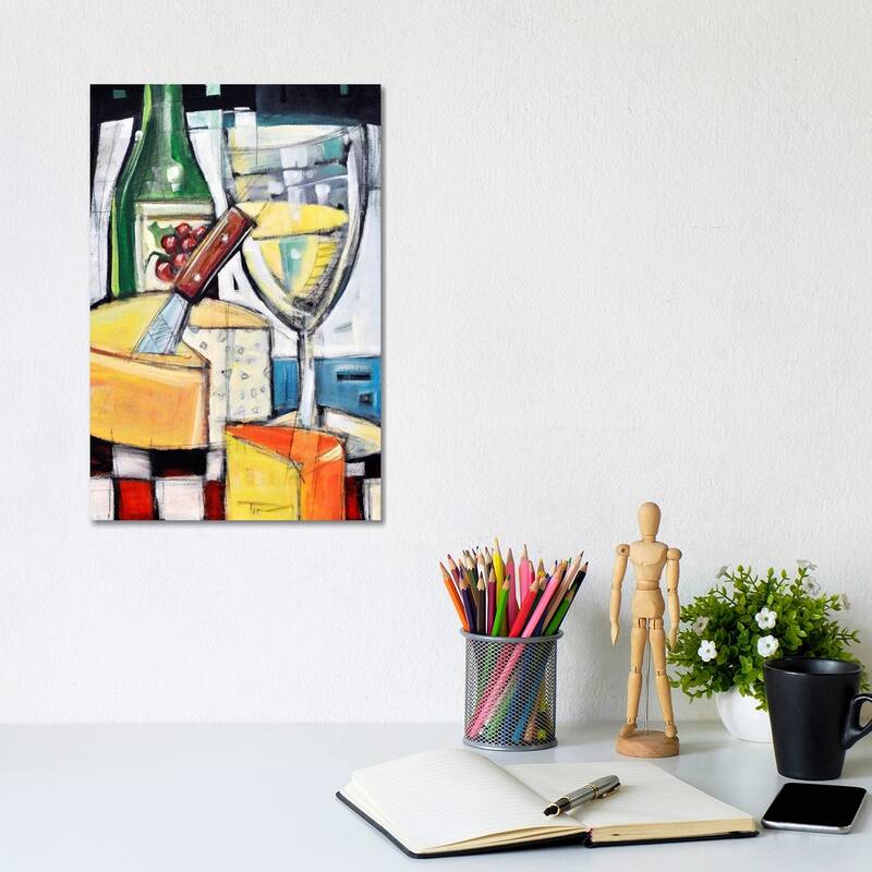 iCanvas "White Wine And Cheese" by Tim Nyberg Canvas Print - 12x8x0.75
