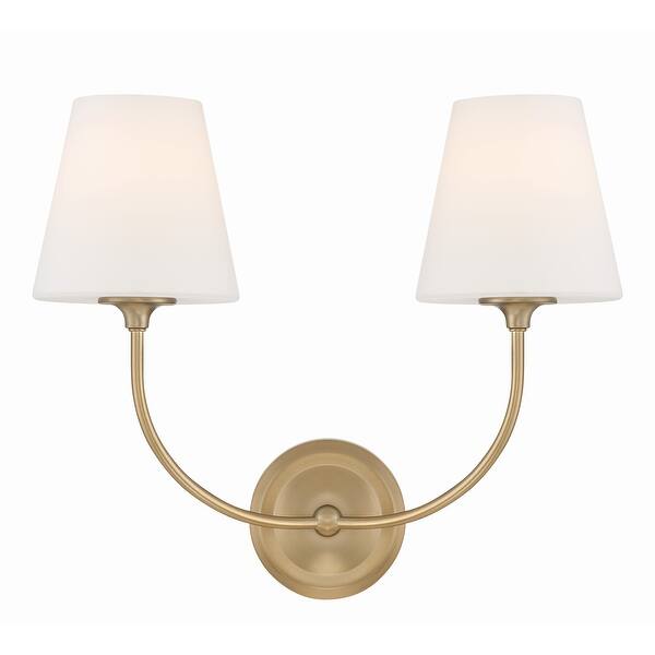 slide 2 of 3, Libby Langdon for Crystorama Sylvan 2 Light Vibrant Gold Wall Mount - 17"W x 14.75"H x 8.25"D 17"W x 14.75"H x 8.25"D