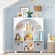 preview thumbnail 16 of 18, Kids Curve Appeal 35 in. 6 Cubby Bookcase - White with Optional 2pc Bins