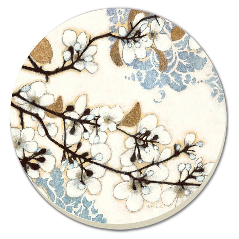 Counterart Absorbent Stone Coasters - Dogwood Branch - Set of 4 - 4x4x1.142