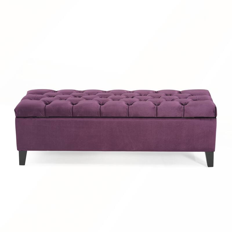 Button-Tufted Storage Ottoman with Diamond Stitching for Modern Living and Extra Seating