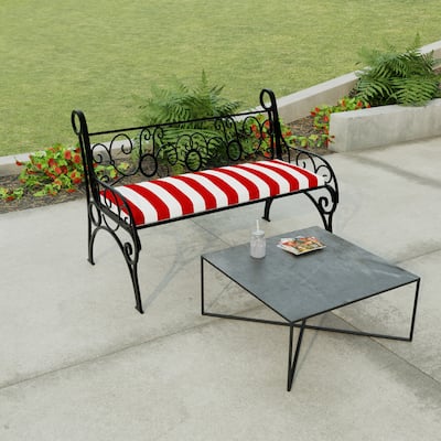 48" x 18" Red Stripe Outdoor Bench Cushion with Ties - 18'' L x 48'' W x 3.5'' H