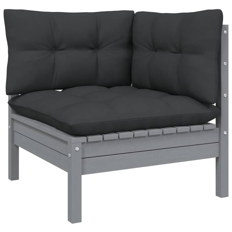 vidaXL Solid Pinewood Patio Lounge Set 12 Piece with Cushions Multi Colors - 25" x 25" x 24.6"