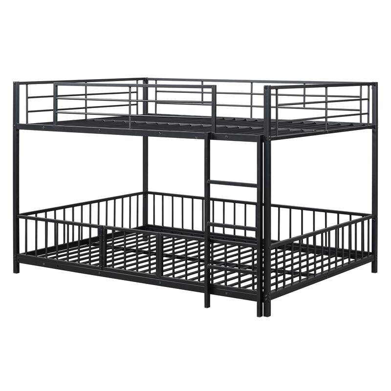 Metal Bunk Bed with Slide and Guardrails for Kids, Boys and Girls, Bedroom